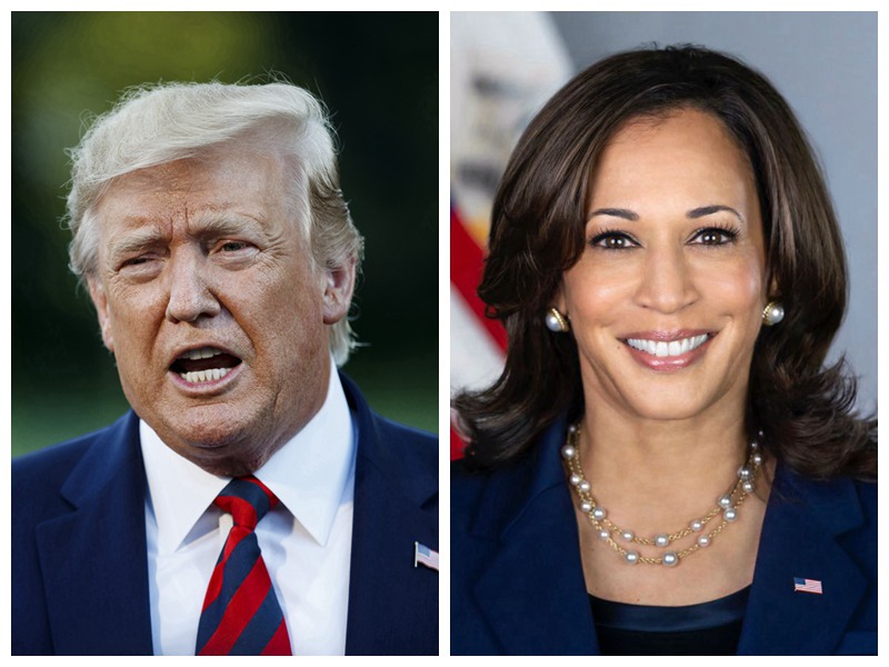 Picha ya iliyounganishwa pamoja ya Rais wa zamani wa Marekani Donald Trump (kushoto) na Makamu wa Rais Kamala Harris. (Xinhua)